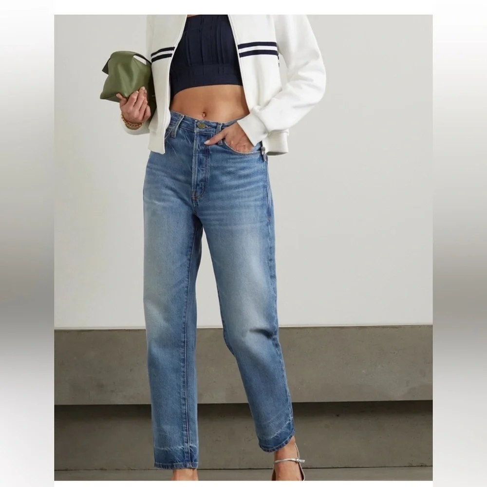 FRAME DENIM LE MAC JEAN LIGHT WASH HIGH RISE STRAIGHT LEG BUTTON FLY JEANS 25NWT - Picture 4 of 16